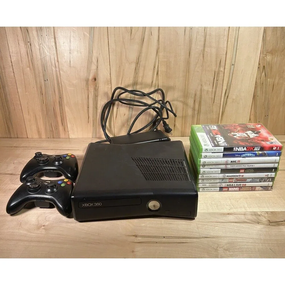 Microsoft Xbox 360 S Console With 2 Controllers 9 Games Tested And Working